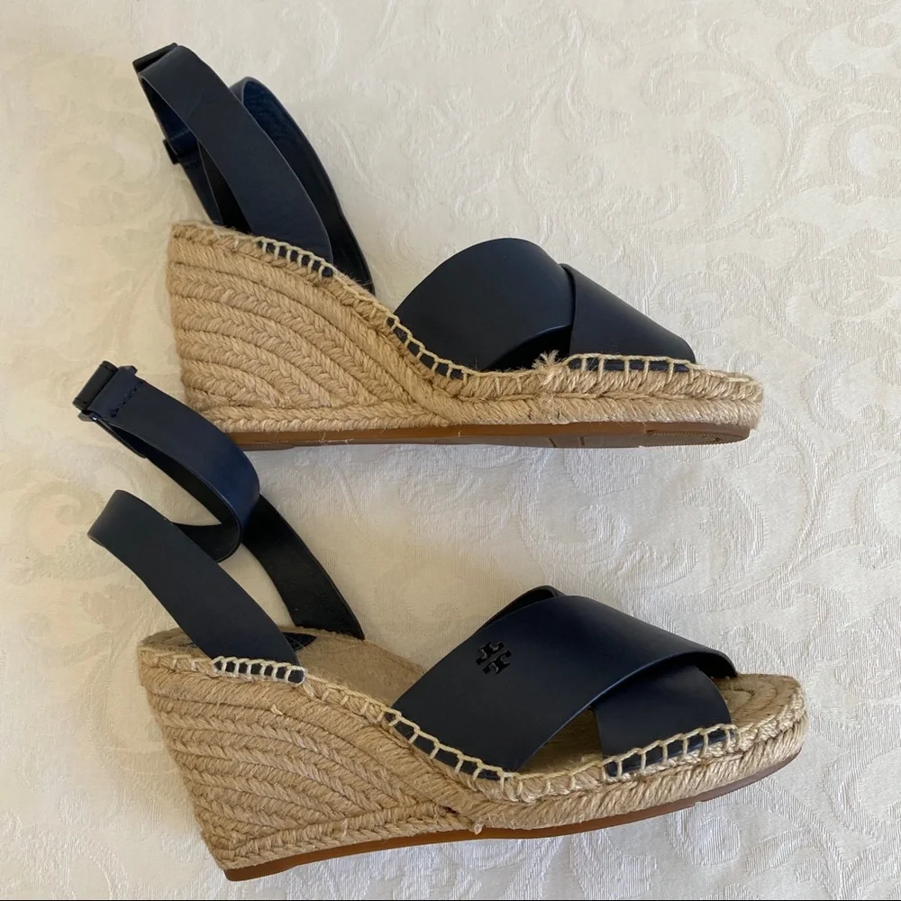 Tory Burch Bima Leather wedge Espadrille Sandal